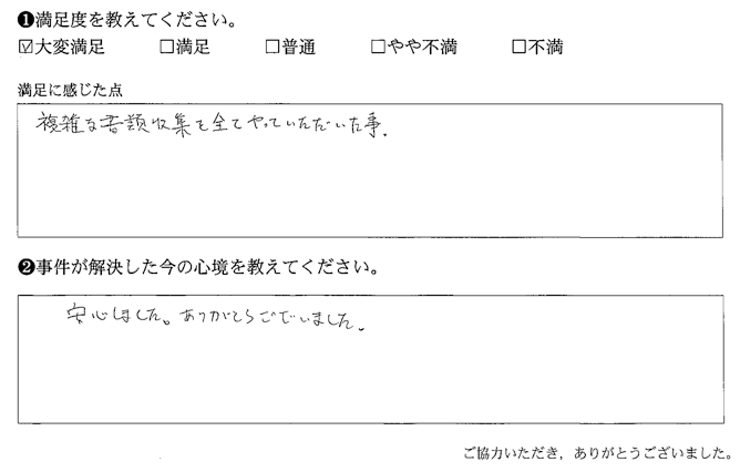 複雑な書類収集を全てやっていただいた