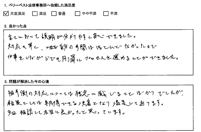 仕事をしながらでも円滑にプロセスを進めることができました